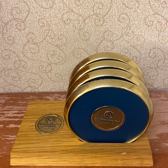 Vintage Southwestern Bell Phone Brass Coasters Set of 4